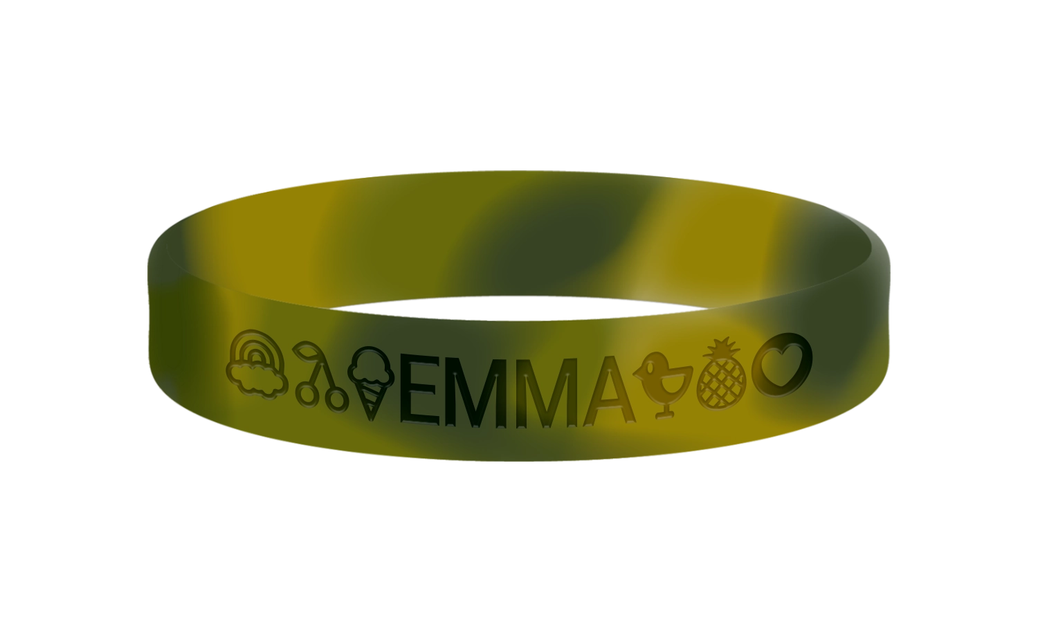 Camouflage groene SOS armband kind met naam en nummer