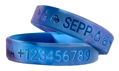 Galaxy SOS armband kind met naam en telefoonnummer
