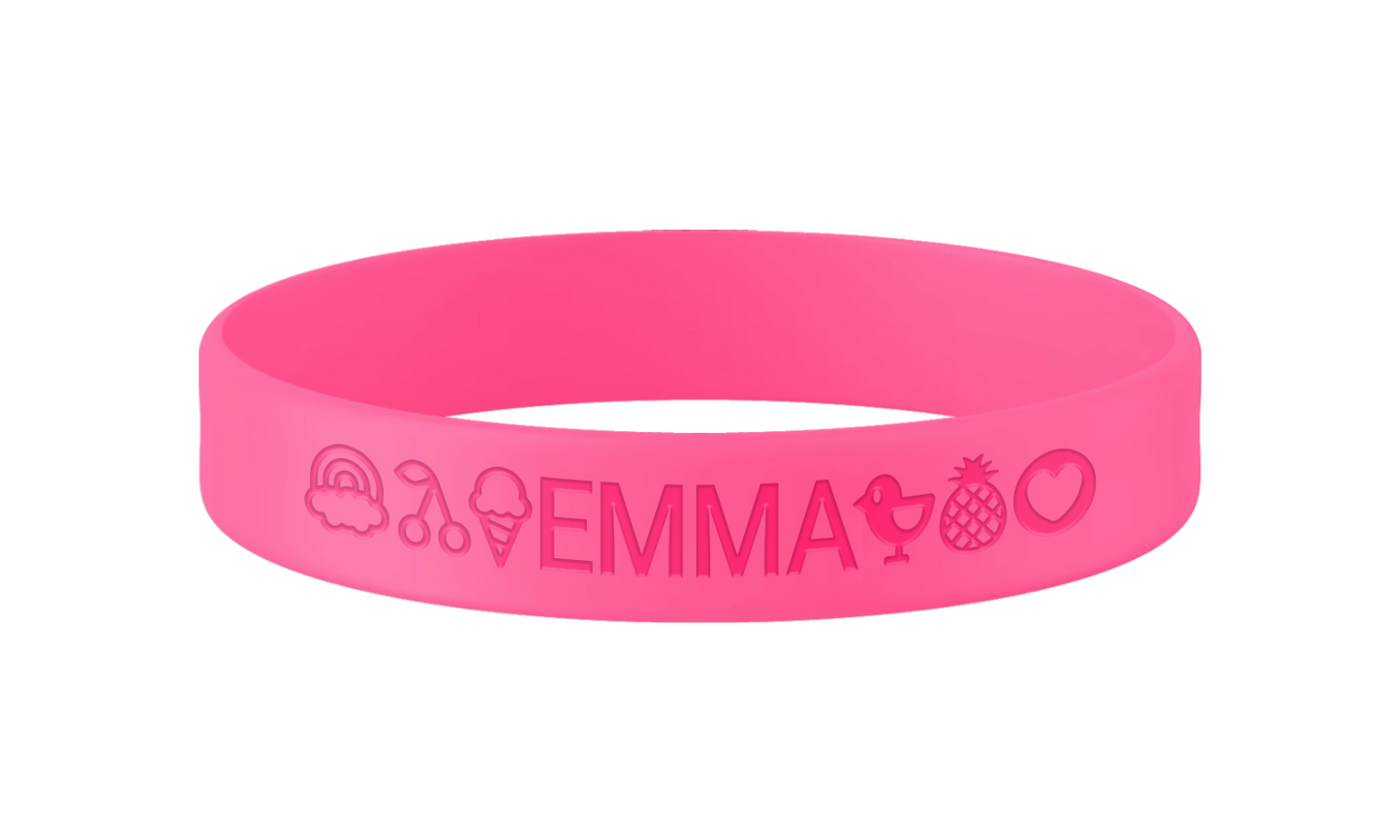 Roze SOS armband kind siliconen met naam en gravure